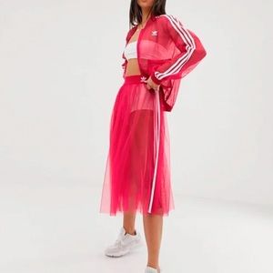 ADIDAS ORIGINALS “4-Pc”MESH/TULLE ENSEMBLE 💗 Jacket, SKirt SHirt & Short (NWT!)
